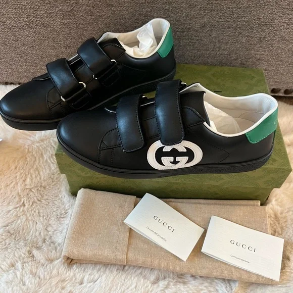 New Gucci GG Black leather Sneakers - Picture 6 of 9